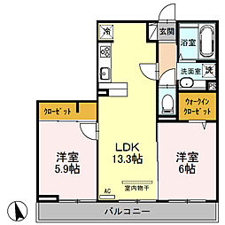 ブラウンヒルズ 2LDKの間取図画像