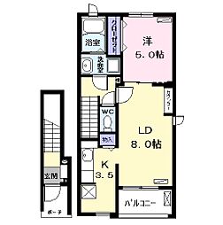 ジラソ−レ 2階1LDKの間取り