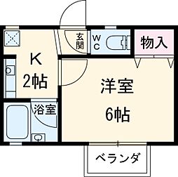 サンライズ東海岸 1Kの間取図画像
