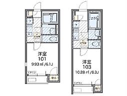 パークサイドあおい 1Kの間取図画像