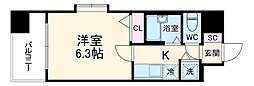 アクシーズタワー川口栄町1 1Kの間取図画像