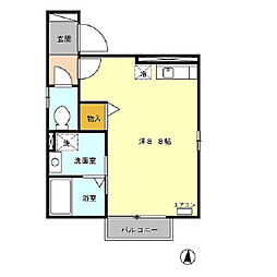アコール 1階ワンルームの間取り