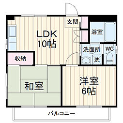 アゼリア・オオクボ 3階2LDKの間取り