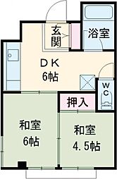 コーポ新和 3階2DKの間取り