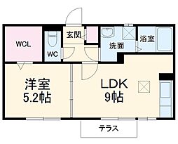 JR関西本線 春田駅 徒歩36分の賃貸アパート 1階1LDKの間取り