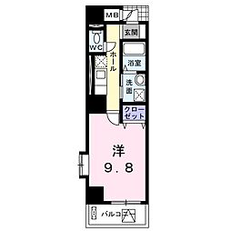 JR横浜線 町田駅 徒歩8分の賃貸マンション 6階1Kの間取り