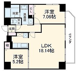 名古屋市営桜通線 高岳駅 徒歩2分の賃貸マンション 4階2LDKの間取り