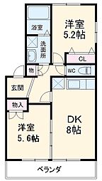 ビレッジサカエ 2DKの間取図画像