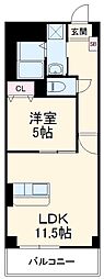 プログレスII 5階1LDKの間取り