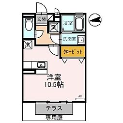阪急京都本線 桂駅 徒歩20分の賃貸アパート 1階ワンルームの間取り