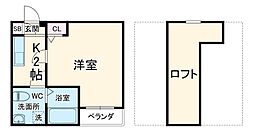 東武野田線 北大宮駅 徒歩8分の賃貸アパート 1階1Kの間取り