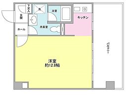 東急東横線 中目黒駅 徒歩10分の賃貸マンション 4階ワンルームの間取り