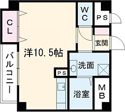 Ｃａｓａ　Ｒｉｌａｓｓａｎｔｅ 7階ワンルームの間取り