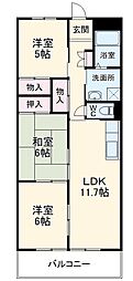 ライフステージ川間 4階3LDKの間取り