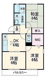 グリーンパーク堀之内 1階3DKの間取り