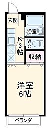 ビューライフ日野 1Kの間取図画像