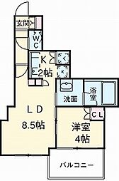 JR山手線 五反田駅 徒歩8分の賃貸マンション 12階1LDKの間取り