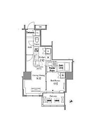 レジディアタワー目黒不動前 1LDKの間取図画像