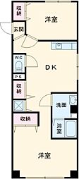 若葉ビル 4階2DKの間取り