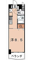 けやき通り 3階1Kの間取り