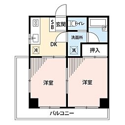 徳和ハイツ 1階2Kの間取り