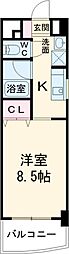 けやき通り 8階1Kの間取り