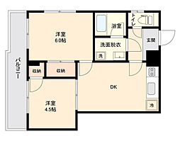 東京メトロ南北線 王子神谷駅 徒歩1分の賃貸マンション 6階2DKの間取り