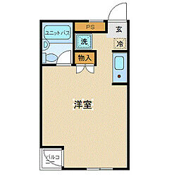 東武野田線 北大宮駅 徒歩7分の賃貸マンション 1階ワンルームの間取り