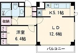 東急池上線 石川台駅 徒歩4分の賃貸マンション 2階1LDKの間取り