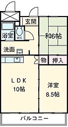 コート西浦 6階2LDKの間取り