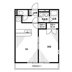 埼玉高速鉄道 川口元郷駅 徒歩24分の賃貸アパート 2階1LDKの間取り