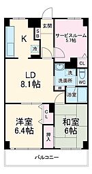 東武東上線 朝霞駅 徒歩18分の賃貸マンション 2階2SLDKの間取り