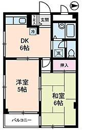 JR埼京線 浮間舟渡駅 徒歩6分の賃貸マンション 4階2DKの間取り