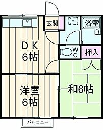 藤栄コーポ 2階2DKの間取り