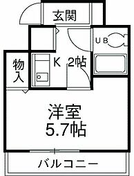 JR埼京線 北赤羽駅 徒歩1分の賃貸マンション 5階1Kの間取り