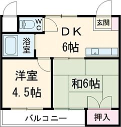 ＡＤＡＭＡＳ 8階2DKの間取り