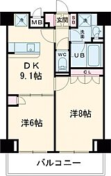 JR京浜東北・根岸線 赤羽駅 徒歩7分の賃貸マンション 13階2DKの間取り