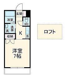 ベルフルール 2階1Kの間取り