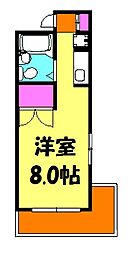 芝ハイツ 3階ワンルームの間取り