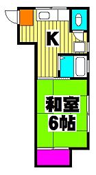 JR京浜東北・根岸線 川口駅 徒歩12分の賃貸アパート 2階1Kの間取り