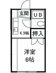 ヴィラガーデン 3階1Kの間取り