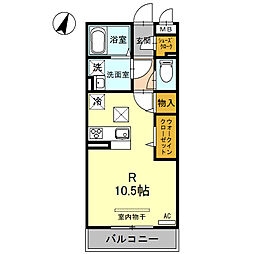 ルシエール氷川 1階ワンルームの間取り