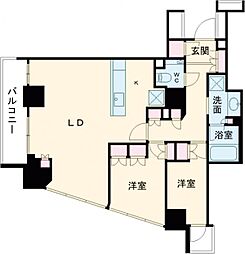 品川タワーレジデンス 11階2SLDKの間取り