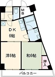 JR京浜東北・根岸線 赤羽駅 徒歩5分の賃貸マンション 3階2DKの間取り