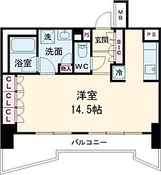 ＬａＳａｎｔｅ五反田 14階ワンルームの間取り