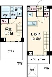 サンピエス桜新町 1階1LDKの間取り