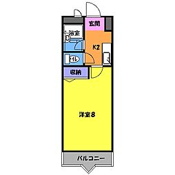 クレスト住吉 2階1Kの間取り