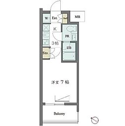 カスタリア大井町 9階1Kの間取り