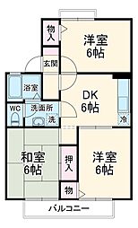 JR川越線 日進駅 徒歩5分の賃貸アパート 1階3DKの間取り