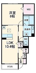 名鉄三河線 土橋駅 3.2kmの賃貸アパート 1階1LDKの間取り